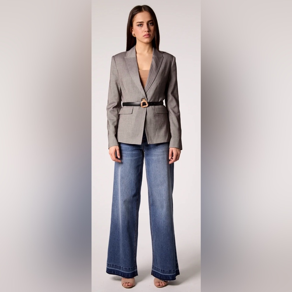 Blue Revival TAYLOR BELTED BLAZER - GREY HERRINGBONE
